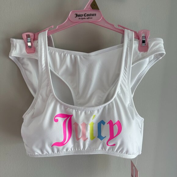 Juicy Couture Other - NWT Juicy Couture Large White 2 Pc Bikini Bathing Suit Swim Pink Blue Bralette